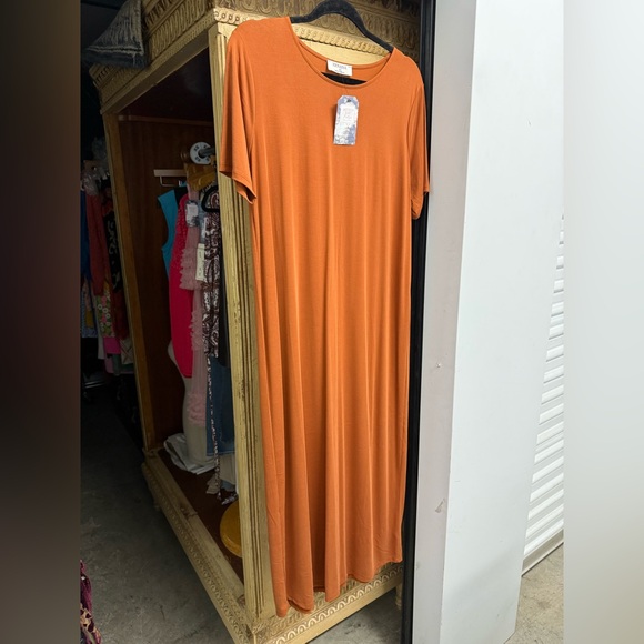 Zenana Modal dress Terracotta Midi Maxi Tshirt T-Shirt short sleeve tencel - Picture 7 of 10